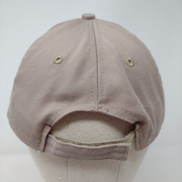 Big Custom Strapback Hat Tan One Size Adjustable Vented Holes 6 Panel Blank - Picture 5 of 9